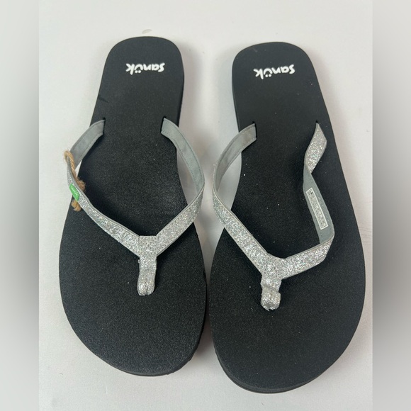 Sanuk Shoes - Sanuk Glittery Gray Strap Flip Flop Womens Size 11 New